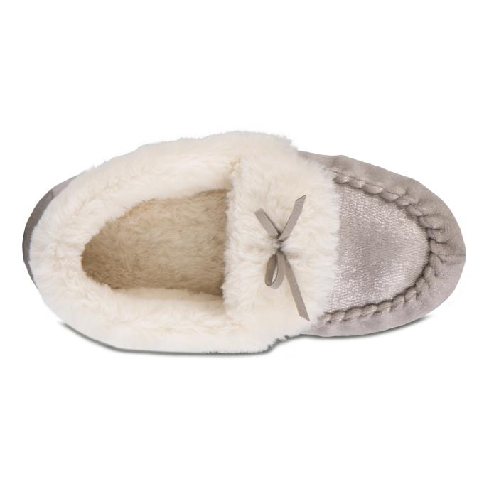 totes toasties® Ladies Sparkle Moccasin Slippers Grey Extra Image 5